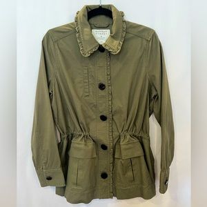Kate Spade Broome Street Ruffle Miltary Jacket Olive Green Size M NWT!